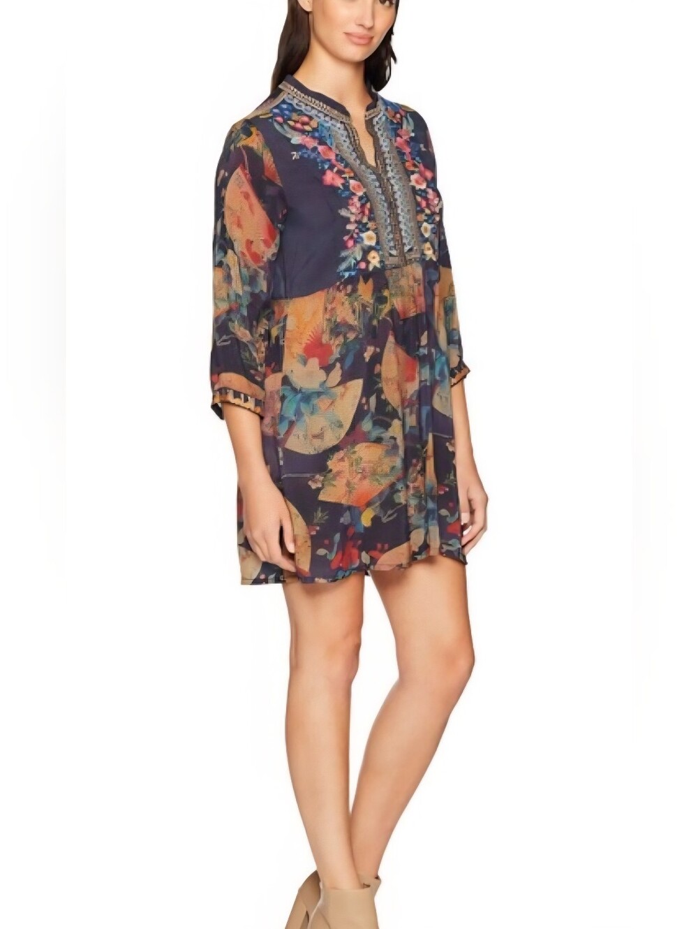 Johnny Was Fusai Floral Tunic Dress Size Medium